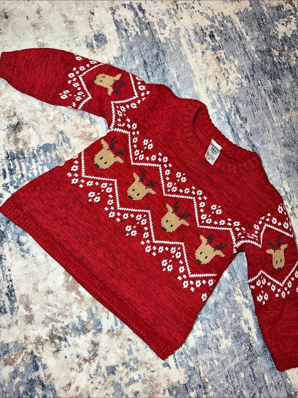 18m Baby Reindeer Sweater Red & White Baby 18M Like New
